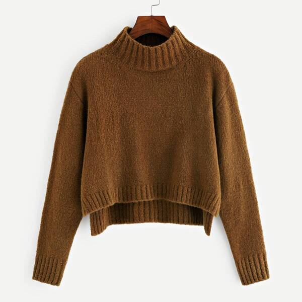 

Mock-neck High Low Sweater