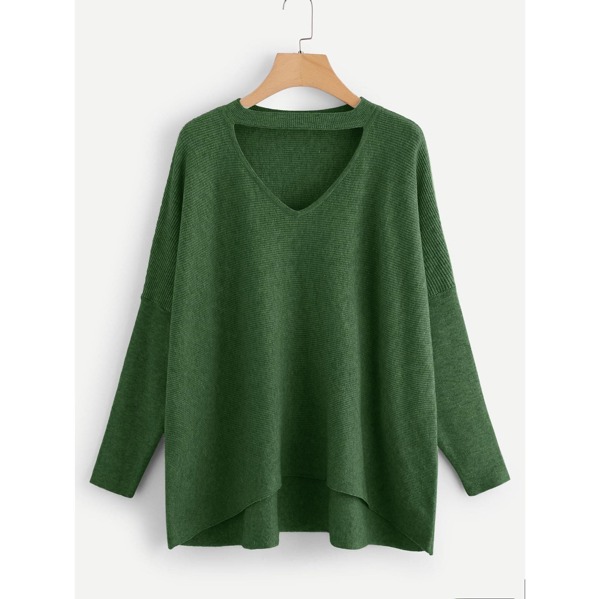 

Choker Neck Dip Hem Soft Knit Jumper