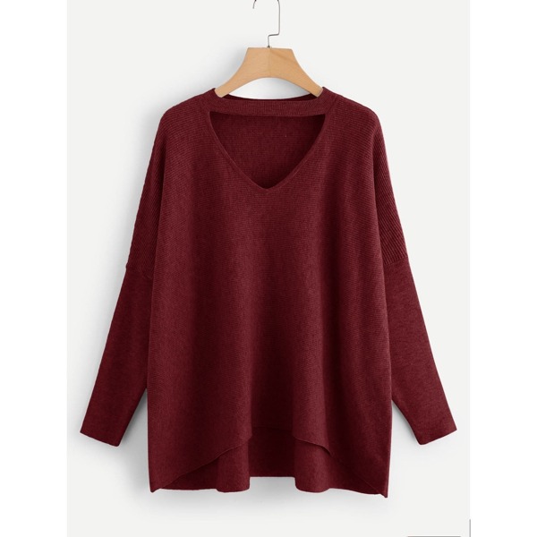 

Choker Neck Dip Hem Soft Knit Jumper