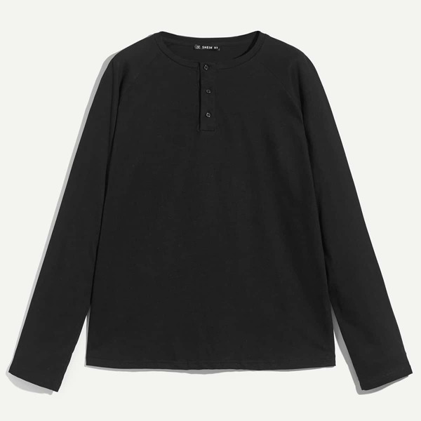 

Men Button Front Solid Tee