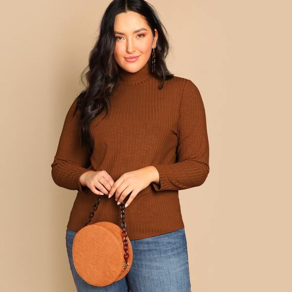 

Plus Rib Knit Form Fitting Tee