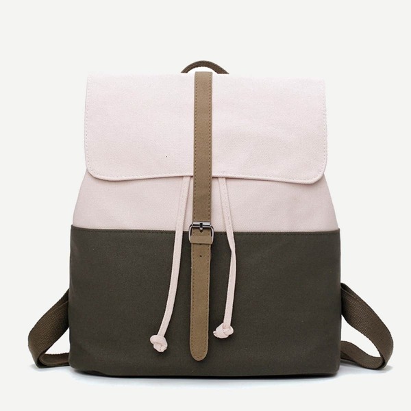 

Buckle Strap Decor Flap Backpack, Multicolor