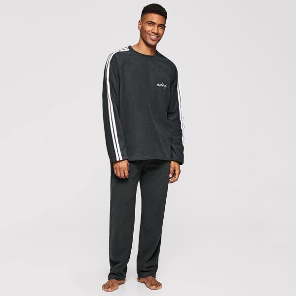 

Men Contrast Sideseam Pullover and Sweatpants Set