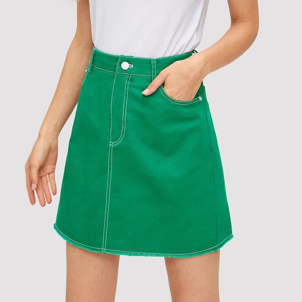 

Contrast Stitch Split Skirt