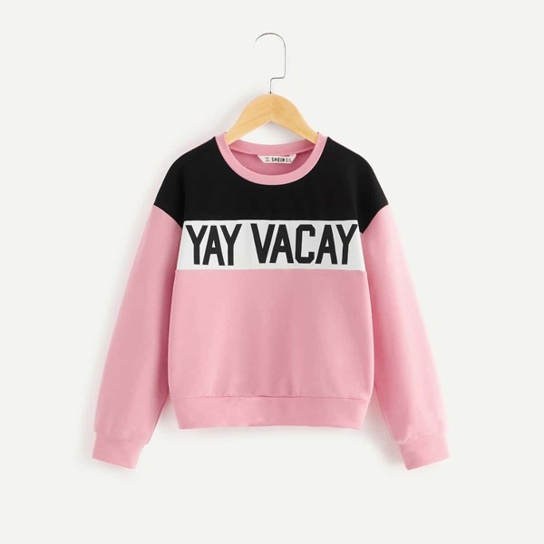 

Girls Color-Block Letter Pullover