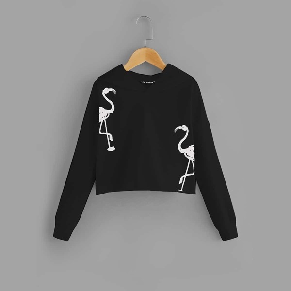 

Girls Flamingo Print Hoodie Sweatshirt