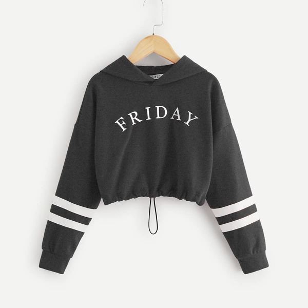 

Girls Drawstring Hem Varsity Hoodie