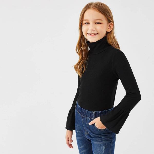 

Girls Mock-neck Flounce Sleeve Tee