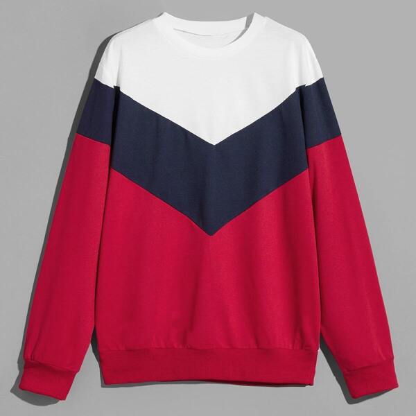 

Men Crew Neck Cut-And Sew Sweatshirt