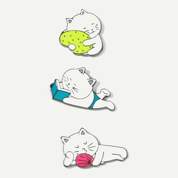 

Cartoon Cat Brooch Set 3pcs