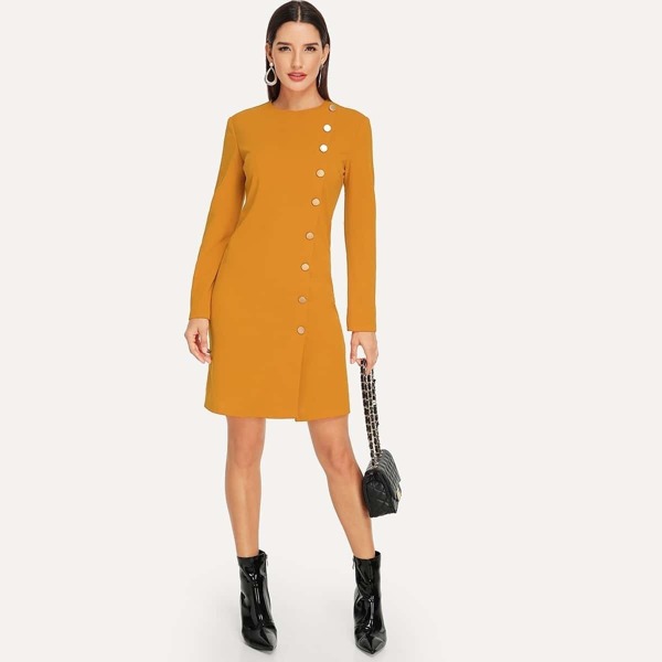 

Side Button Through Zip Back Pencil Dress