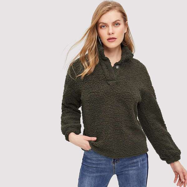 

Button Front Teddy Jacket