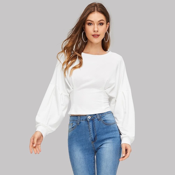

Batwing Sleeve Crop Sweatshirt