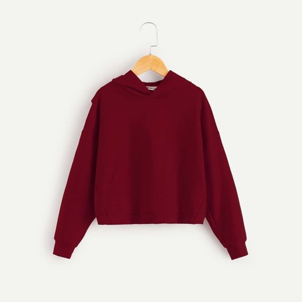 

Girls Drop Shoulder Overlap Back Hoodie