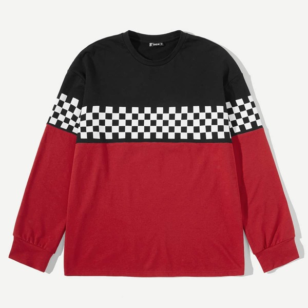 

Men Checked Panel Colorblock Tee