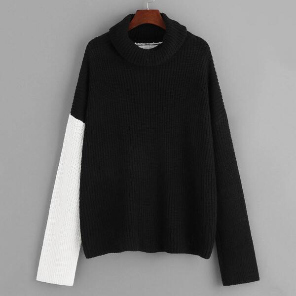 

Two-tone Rolled Neck Jumper