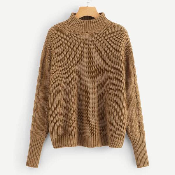 

Plus Solid Mixed Knit Jumper