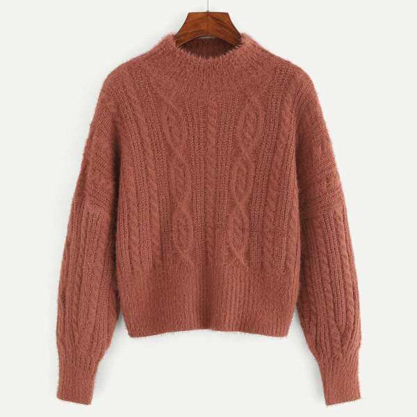 

Drop Shoulder Mixed Knit Sweater