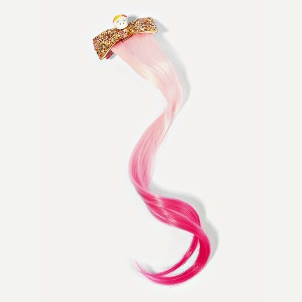 

Girls Bow Clip Ponytail Hair Extension, Pink