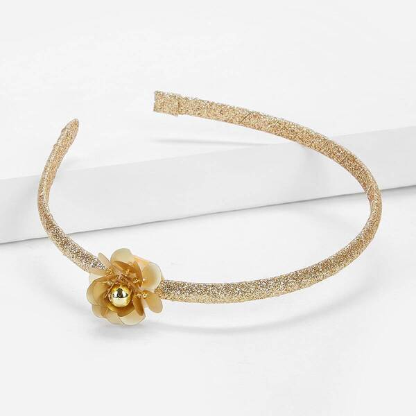 

Girls Flower Decorated Headband, Gold