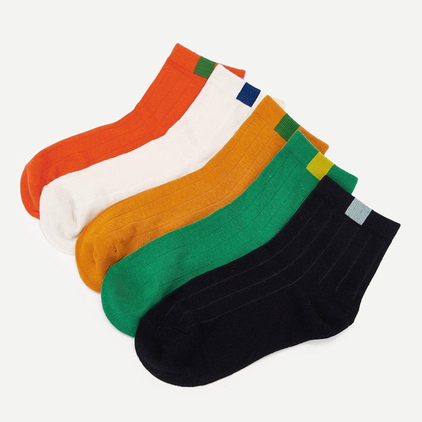 

Contrast Design Ankle Socks 5Pairs, Multicolor