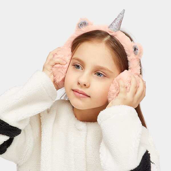 

Girls Ear Decorated Glitter Earmuff, Pink