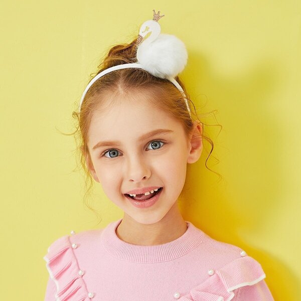 

Girls Swan Decorated Headband, White