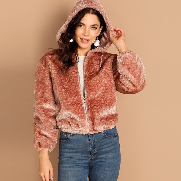 

Zip Up Hooded Teddy Jacket