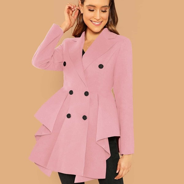 

Double Breasted Hanky Hem Coat