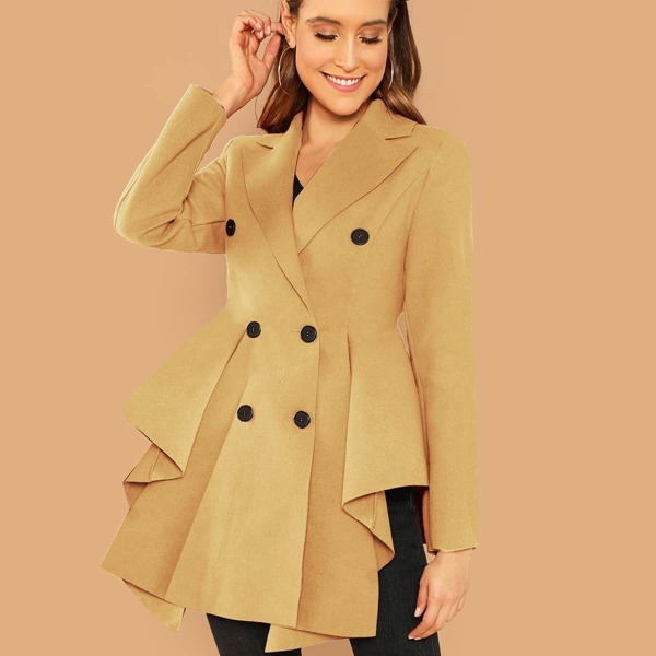 

Double Breasted Hanky Hem Coat