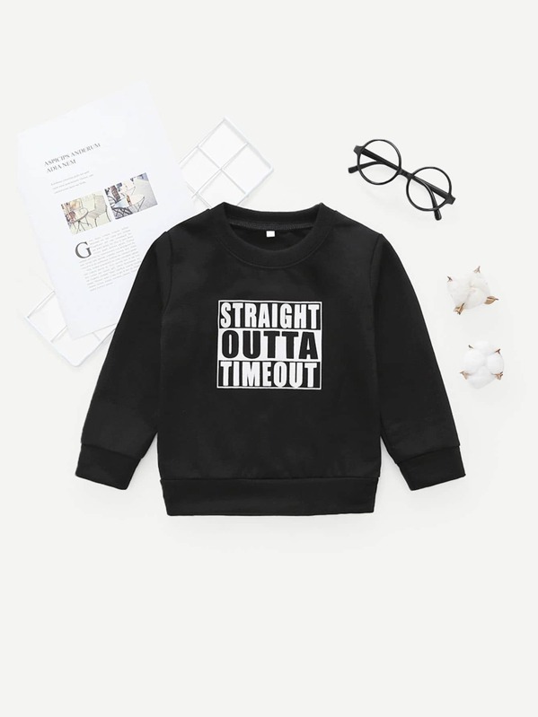 Toddler Boys Letter Print Sweatshirt, Black