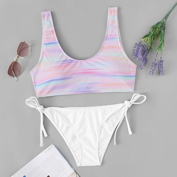 

Space-dye Tank Top With Side Tie Bikini Set