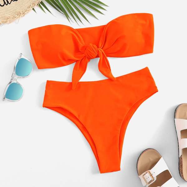 

Knot Front Bandeau Bikini Set
