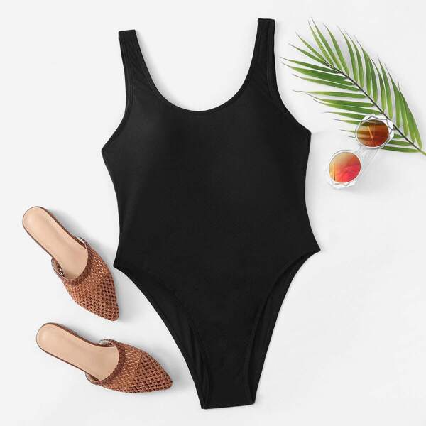 

Plain Low Back One Piece Swimwear
