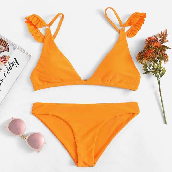 

Frill Trim V-Plunge Bikini Set