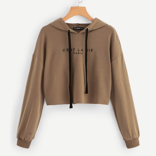 

Drop Shoulder Letter Hoodie