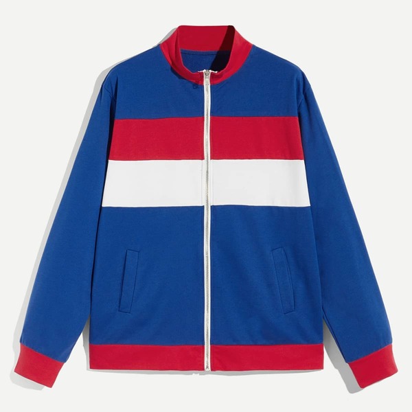 

Men Color-Block Mock-Neck Zipper Up Sweatshirt