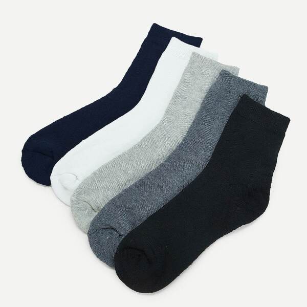 

Men Plain Socks 5pairs, Multicolor