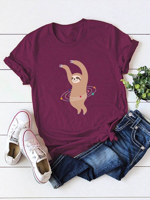 

Cartoon Graphic Tee, Burgundy