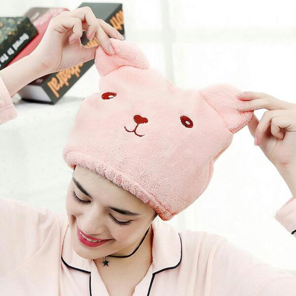 

Bear Hair Drying Cap 1PC, Baby pink
