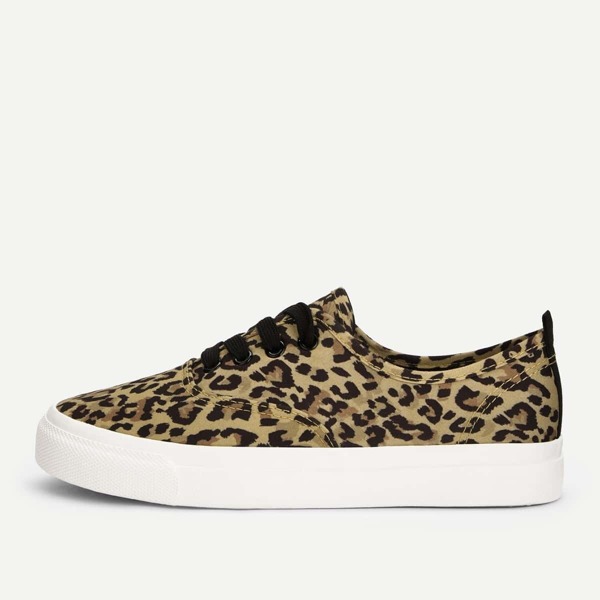 

Leopard Print Low Top Sneakers, Multicolor