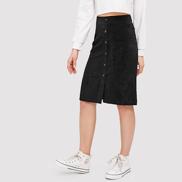 

Button Up Corduroy Skirt