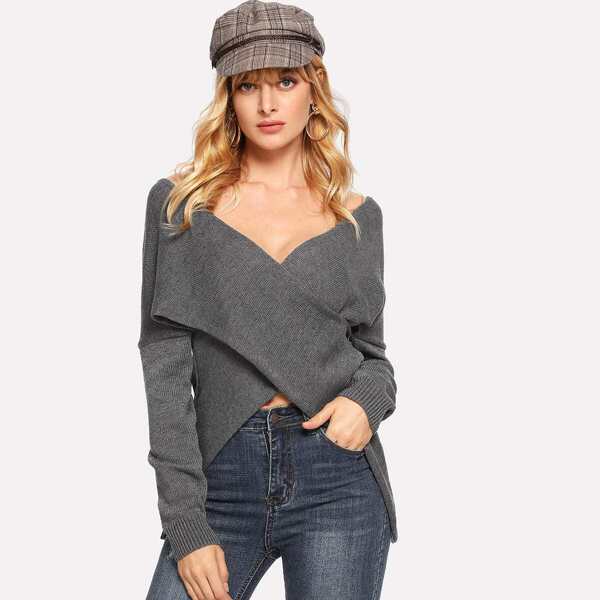 

V-neck Drop Shoulder Two Way Sweater