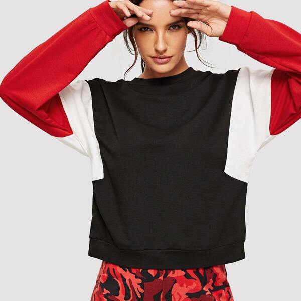 

Colorblock Round Neck Pullover