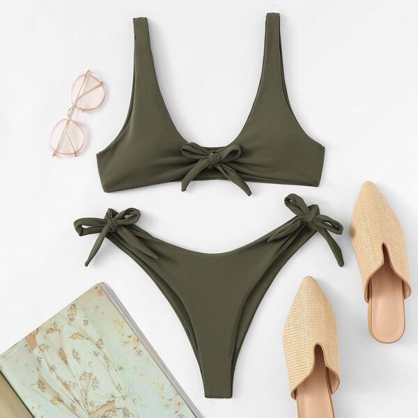 

Knot Front Top With Self Tie Side Bikini