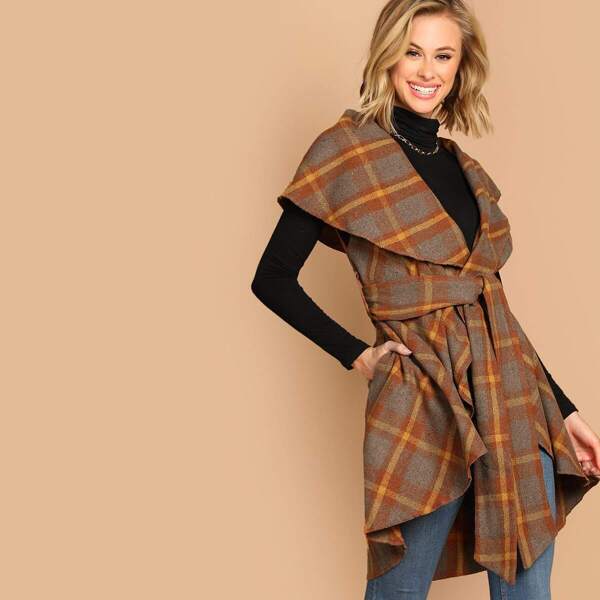 

Surplice Wrap Plaid Vest
