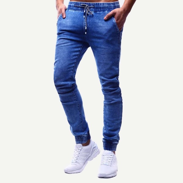 

Men Drawstring Waist Solid Jeans