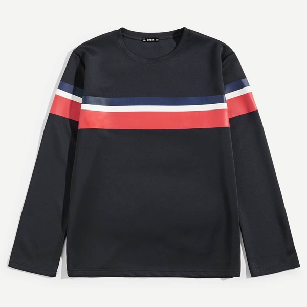 

Men Striped-panel Pullover