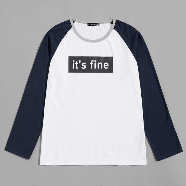 

Men Raglan Sleeve Letter Tee