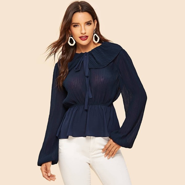 

Tie Neck Peplum Top